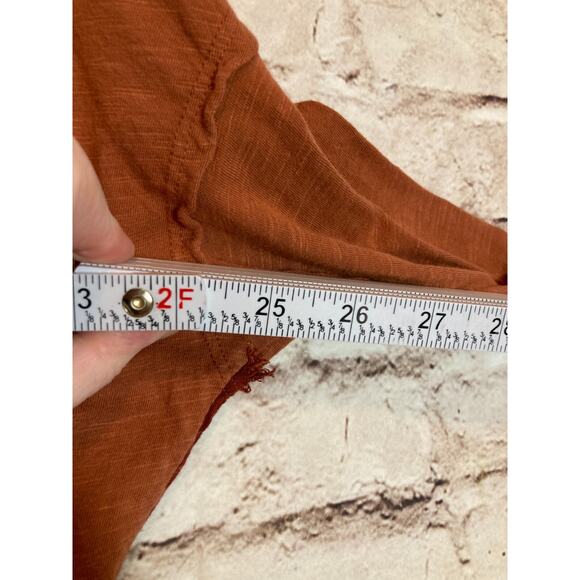Jess & Jane Top Womens Small Rust Brown Hi Low Frayed Hem Edges Lagenlook Artsy - Picture 7 of 12